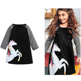 Unicorn Print A-line Dress 🦄🐱Toddler Girl (Available in Black, Pink or Yellow)