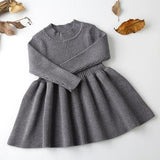 Knitted Long Sleeve Fit & Flare Sweater Dress Baby Girl and Toddler (Available in Pink, Brown, Gray or Red)
