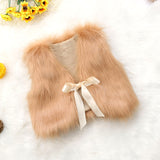 Vegan Fur Vest with Bow Baby Girl and Toddler (Pink/Rose/Black/Brown/Lavender)