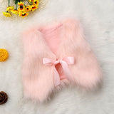 Vegan Fur Vest with Bow Baby Girl and Toddler (Pink/Rose/Black/Brown/Lavender)