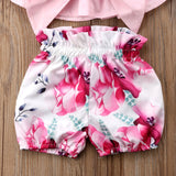 🌺 Halter Top and Floral Shorts 2pc. Set Baby Girl (Pink/White) 🌺