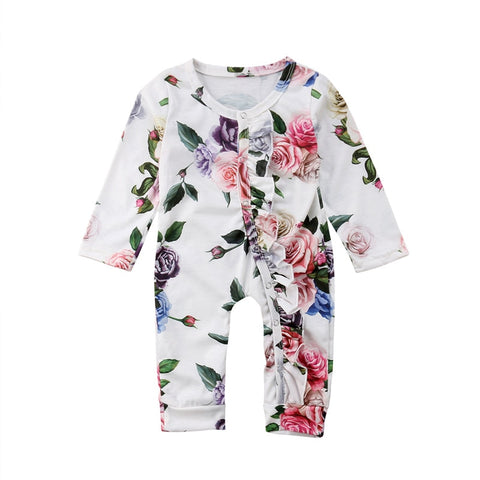 Floral Long Sleeve Jumpsuit Baby Girl (White/Pink/Blue/Purple Multi)