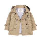Double Breasted Hooded Trench Coat Toddler Boy (Khaki)
