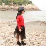 Knit Sweater with Lace Up Sleeves Toddler Girl (Available in Red/Black/Teal)