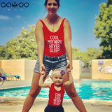 😴 Cool Mothers Never Sleep, Cool Kids Never Sleep 😴 - Matching Mother Daughter Swimsuit (Pink/Magenta/Blue/Red/White/Light Blue/Yellow/Black)