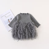 Super Frilly Bottom Dress with Bow at Waist Baby Girl and Toddler (Available in Pink, Gray or White)