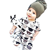🐨 Bear Print Romper Baby Boy (White/Gray/Black) 🐨