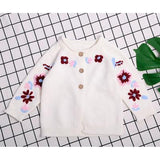 Flower Hand Embroidered Knit Sweater Baby Girl and Toddler (Available in Pink, White or Red)