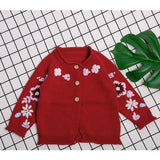 Flower Hand Embroidered Knit Sweater Baby Girl and Toddler (Available in Pink, White or Red)