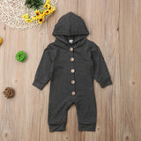 Solid Color Hooded Jumpsuit Baby Girl (Available in Navy Blue, Pink, Green or Gray)