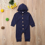 Solid Color Hooded Jumpsuit Baby Boy (Available in Navy Blue, Green or Gray)