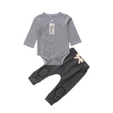 Striped Onesie Bodysuit and Jogger Pants 2pc. Set Baby Boy (Black & White)