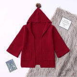 Hooded Open Cardigan with Vegan Fur Pom Baby Girl and Toddler (Available in Beige, Pink or Burgundy)