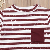 Striped Shirt and Dinosaur Spike Harem Pants 2 pc. Clothing Set Toddler Boy (Burgundy, Black & White)