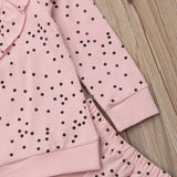 Dot Print Ruffle Top and Pants 2pc. Set Toddler Girl (Pink & Black)