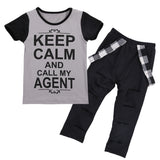 Keep Calm And Call My Agent - 2pc. Shirt and Pants Set Toddler Girl (Black & Gray)