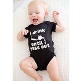 🍼 I Drink Until I Pass Out - Unisex Onesie Bodysuit Baby Boy Girl (Black & White) 🍼