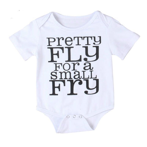 🍟 Pretty Fly For A Small Fry - Unisex Baby Onesie Bodysuit (White & Black) 🍟
