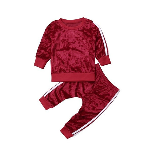 Velvet Sweatshirt and Leggings 2 pc. Clothing Set Toddler Girl (Available in Burgundy or Brown)