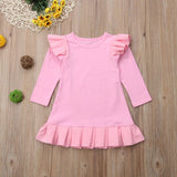 Ruffled Long Sleeve Dress Toddler Girl (4 colors available)