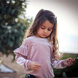 Velvet Ruffled Sleeve Sweatshirt Baby Girl and Toddler (Available in Light Pink or Hot Pink)