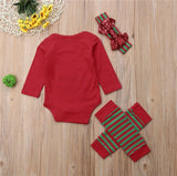 Santa Is My Homeboy 🎅 - Long Sleeve Onesie Bodysuit, Headband and Legwarmer 3pc. Set Baby Girl (Red & Green)