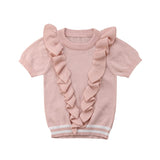 Ruffle Front Short Sleeve Sweater Baby Girl and Toddler (Pink)