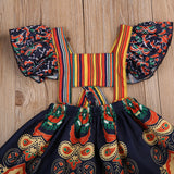 Moroccan Print A-line Dress Baby Girl and Toddler (Navy Blue/Rust)