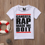 Gangsta Rap Made Me Do It - Unisex T-Shirt Toddler Boy and Girl (White, Black & Red)