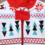 Snowflake ❄️ and Reindeer Long Sleeve Jumpsuit Unisex Baby Boy Girl (Red & White Multi)