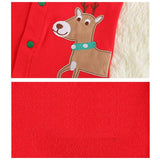 Reindeer Christmas Footed Jumpsuit Unisex Baby Boy Girl (Red Multi)