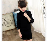 Mock Neck Long Sleeve Sweater Dress with Ruffled Hem Toddler Dress (Available in Mustard, Black, Beige, Red or Green)