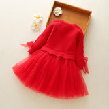 Bow Front and Sleeve Sweater Dress Toddler Girl (Available in Red, Yellow or Purple)