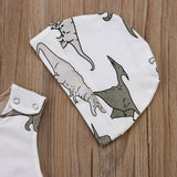 🦖 Dinosaur Sleeveless Jumpsuit and Hat 2pc. Set Baby Boy (White/Green) 🦖