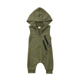 Hooded Jumpsuit with Zipper Pocket Baby Boy (Army Green/Black)