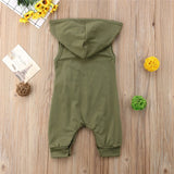 Hooded Jumpsuit with Zipper Pocket Baby Boy (Army Green/Black)