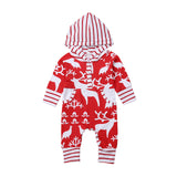 Hooded Reindeer Print Jumpsuit Unisex Baby Boy Girl (Available in Blue or Red)