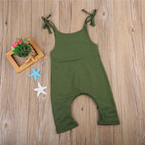 Sleeveless Jumpsuit with Lace Front Baby Girl (Olive Green & White)