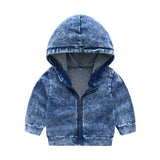 Stonewashed Denim Look 2pc. Hooded Jacket and Joggers Track Suit Toddler Boy (Available in Blue or Black)