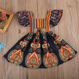 Moroccan Print A-line Dress Baby Girl and Toddler (Navy Blue/Rust)