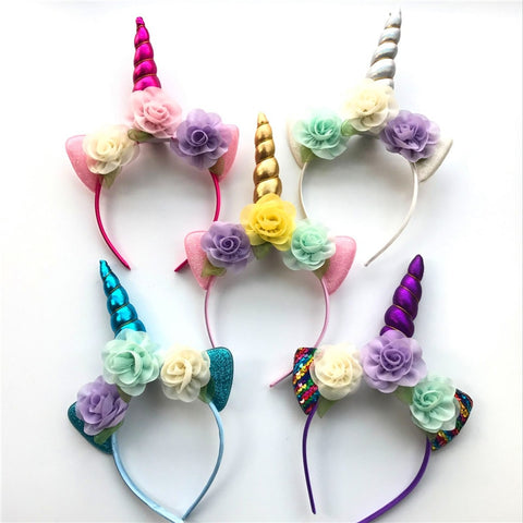 Unicorn 🦄 Chiffon Flower Headbands 8 colorways available)