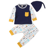 Colorblock and Arrow Print Top, Pants and Hat 3pc. Set Baby Boy (Navy Multi)