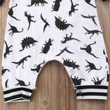 Hooded Dinosaur 🦕 Print Jumpsuit Baby Boy (Black & White)