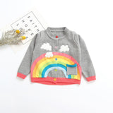 Rainbow 🌈 & Cloud ☁️ Knit Cardigan Sweater Baby Girl and Toddler (Available in Gray or Blue)