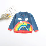Rainbow 🌈 & Cloud ☁️ Knit Cardigan Sweater Baby Girl and Toddler (Available in Gray or Blue)