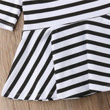 Striped Cut Out Shoulder Skater Dress Baby Girl (Black/White)