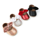 Vegan Leather Dress Shoes with Velvet Bow Knot Tie Baby Shoes (Available in Black, Gold, Red and White)