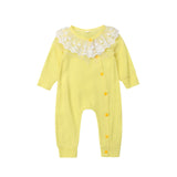 Linen Jumpsuit with Lace Baby Girl (Yellow/Pink)