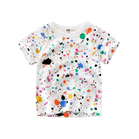 Paint Splatter T-Shirt Unisex Toddler Boy Girl (White Multi)