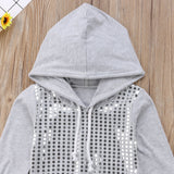 Hooded Top and Pants 2pc. Set Baby Girl and Toddler (Gray & Silver)